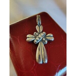 Vintage Sterling Silver Cross Pendant Charm Ornate 90s Y2K Marked Signed